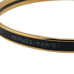 エルメス ユニ バングル ゴールド ブラック メッキ レディース HERMES 【中古】