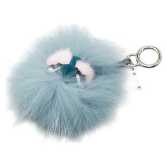 フェンディ バッグバグズ モンスター バッグチャーム キーホルダー ライトブルー ファー レザー レディース FENDI 【中古】
