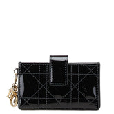 ディオール レディディオール カナージュ カードケース ブラック エナメル レザー レディース Dior 【中古】