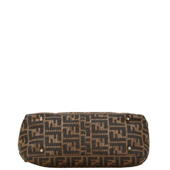 フェンディ ズッカ ハンドバッグ 26693 ブラウン ブラック キャンバス レザー レディース FENDI 【中古】