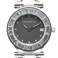 ティファニー アトラス 腕時計 クオーツ ブラック文字盤 ステンレススチール レディース TIFFANY&Co. 【中古】