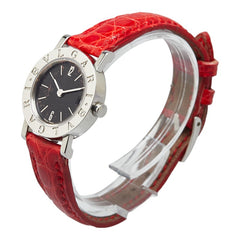 ブルガリ ブルガリブルガリ 腕時計 BB23SLD クオーツ ブラック文字盤 ステンレススチール レザー レディース BVLGARI 【中古】