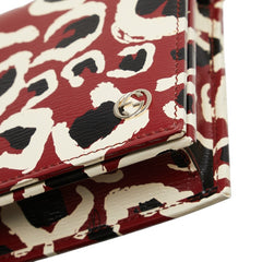 グッチ レオパード ヒョウ柄 斜め掛け チェーン ウォレット ショルダーバッグ 354697 ボルドー ホワイト ブラック レザー レディース GUCCI 【中古】