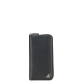 プラダ 三角ロゴプレート ラウンドファスナー 長財布 ブラック サフィアーノ レザー レディース PRADA 【中古】