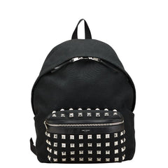 サンローラン スタッズ リュック バックパック ブラック キャンバス レザー レディース SAINT LAURENT 【中古】