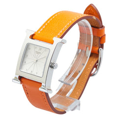 エルメス Hウォッチ 腕時計 HH1.210 クオーツ ベージュ文字盤 ステンレススチール レザー レディース HERMES 【中古】