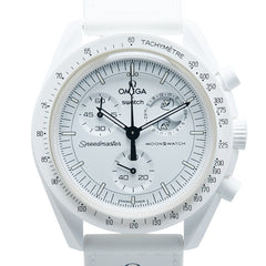 オメガ ×スウォッチ スヌーピー ムーンスウォッチ MISSION TO THE MOON PHASE 腕時計 SO33W700 クオーツ ホワイト文字盤 セラミック ナイロン メンズ OMEGA 【中古】