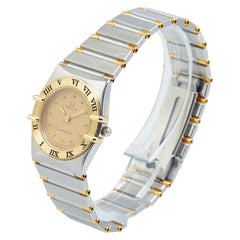 オメガ コンステレーション 腕時計 クオーツ ゴールド文字盤 ステンレススチール メッキ レディース OMEGA 【中古】