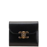 セリーヌ トリオンフ 三つ折り財布 ブラック レザー レディース CELINE 【中古】