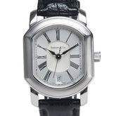 ティファニー マーククーペ 腕時計 自動巻き シルバー文字盤 ステンレススチール レザー レディース TIFFANY&Co. 【中古】