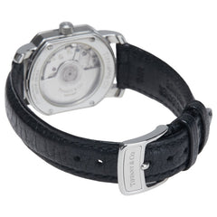 ティファニー マーククーペ 腕時計 自動巻き シルバー文字盤 ステンレススチール レザー レディース TIFFANY&Co. 【中古】