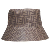 フェンディ ズッカ ハット サイズ:M ブラウン レザー キャンバス レディース FENDI 【中古】