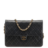 シャネル マトラッセ ココマーク 斜め掛け チェーン ショルダーバッグ 4番台 ブラック ラムスキン レディース CHANEL 【中古】