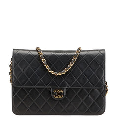 シャネル マトラッセ ココマーク 斜め掛け チェーン ショルダーバッグ 4番台 ブラック ラムスキン レディース CHANEL 【中古】