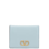 ヴァレンティノ ガラヴァーニ Vロゴ シグネチャー スモール ウォレット 二つ折り財布 5W2P0R39SNP ポーセリンブルー ソフトグレインカーフスキン レディース VALENTINO 【中古】