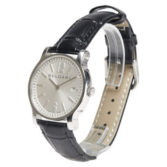 ブルガリ ソロテンポ 腕時計 ST35S クオーツ シルバー文字盤 ステンレススチール レザー メンズ BVLGARI 【中古】