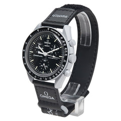 オメガ × スウォッチ スピードマスター ムーンスウォッチ ミッション トゥ ザ ムーン 腕時計 S033M100 クオーツ ブラック文字盤 セラミック ナイロン メンズ OMEGA 【中古】