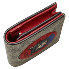 グッチ GGスプリーム ミスティックキャット 二つ折り財布 499380 ベージュ レッド PVC レディース GUCCI 【中古】