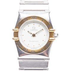 オメガ コンステレーション 腕時計 クオーツ ホワイト文字盤 ステンレススチール メッキ レディース OMEGA 【中古】