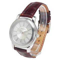 ティファニー マークラウンド ベルト(社外品) 腕時計 自動巻き シルバー文字盤 ステンレススチール レザー メンズ TIFFANY&Co. 【中古】