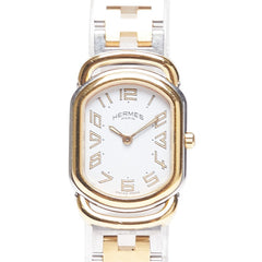 エルメス ラリー 腕時計 クオーツ ホワイト文字盤 ステンレススチール メッキ レディース HERMES 【中古】