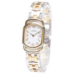 エルメス ラリー 腕時計 クオーツ ホワイト文字盤 ステンレススチール メッキ レディース HERMES 【中古】