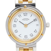 エルメス クリッパー 腕時計 クオーツ ホワイト文字盤 ステンレススチール メッキ レディース HERMES 【中古】