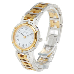 エルメス クリッパー 腕時計 クオーツ ホワイト文字盤 ステンレススチール メッキ レディース HERMES 【中古】