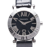 ティファニー アトラス 腕時計 Z1300.11.11A10A71A クオーツ ブラック文字盤 ステンレススチール レザー レディース TIFFANY&Co. 【中古】