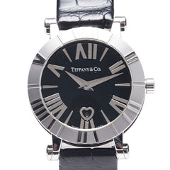 ティファニー アトラス 腕時計 Z1300.11.11A10A71A クオーツ ブラック文字盤 ステンレススチール レザー レディース TIFFANY&Co. 【中古】