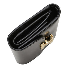 セリーヌ トリオンフロゴ 二つ折り財布 ブラック レザー レディース CELINE 【中古】