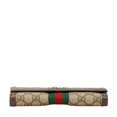 グッチ GGスプリーム オフディア 長財布 523153 ブラウン PVC レザー レディース GUCCI 【中古】