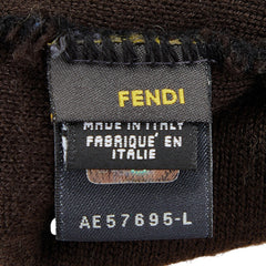 フェンディ ズッカ ニットキャップ ニット帽 ブラック ブラウン ウール レディース FENDI 【中古】