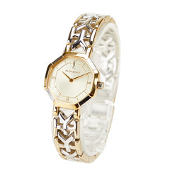 イヴ サンローラン オクタゴン 腕時計 2200 241762 クオーツ ゴールド文字盤 ベースメタル レディース YVES SAINT LAURENT 【中古】