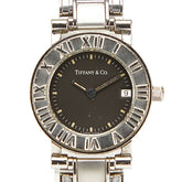 ティファニー ヴィンテージ 旧型 アトラス 腕時計 クオーツ ブラック文字盤 ステンレススチール レディース TIFFANY&Co. 【中古】