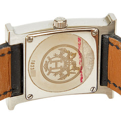 エルメス Hウォッチ ギヨシェ彫り 腕時計 HH1.210 クオーツ ピンク文字盤 ステンレススチール レディース HERMES 【中古】