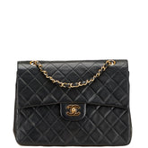 シャネル マトラッセ ココマーク ダブルフラップ ショルダーバッグ ブラック ゴールド ラムスキン レディース CHANEL 【中古】