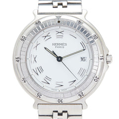 エルメス キャプテンニモ 腕時計 クオーツ ホワイト文字盤 ステンレススチール レディース HERMES 【中古】