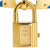 エルメス ケリーウォッチ 腕時計 クオーツ ゴールド文字盤 ステンレススチール レザー レディース HERMES 【中古】