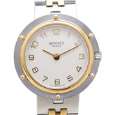 エルメス オリンピア 腕時計 クオーツ ベージュ文字盤 ステンレススチール メッキ レディース HERMES 【中古】