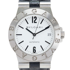 ブルガリ ディアゴノ 腕時計 LCV35S 自動巻き ホワイト文字盤 ステンレススチール レザー メンズ BVLGARI 【中古】