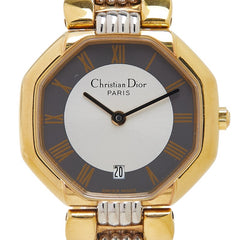 ディオール スウィング オクタゴン 腕時計 48.133 クオーツ グレー文字盤 ステンレススチール メッキ レディース Dior 【中古】