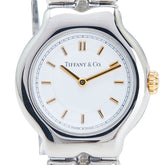 ティファニー ティソロ 腕時計 L0112 クオーツ ホワイト文字盤 ステンレススチール K18YG イエローゴールド レディース TIFFANY&Co. 【中古】