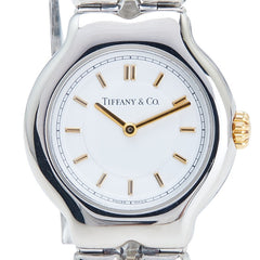 ティファニー ティソロ 腕時計 L0112 クオーツ ホワイト文字盤 ステンレススチール K18YG イエローゴールド レディース TIFFANY&Co. 【中古】
