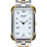 エルメス クロアジュール 腕時計 CR1.220 クオーツ ホワイト文字盤 ステンレススチール メッキ レディース HERMES 【中古】