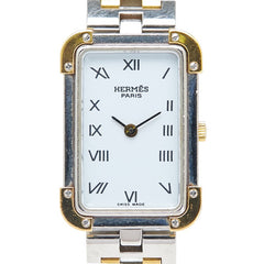 エルメス クロアジュール 腕時計 CR1.220 クオーツ ホワイト文字盤 ステンレススチール メッキ レディース HERMES 【中古】