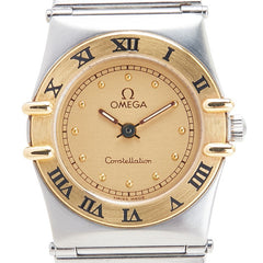 オメガ コンステレーション 腕時計 クオーツ ゴールド文字盤 ステンレススチール イエローゴールド レディース OMEGA 【中古】