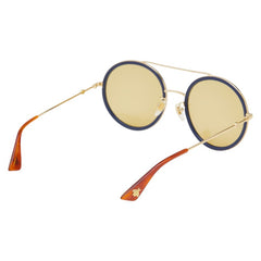 グッチ インターロッキングG バンブルビー ラウンド ビー 蜂 サングラス GG0061S ゴールド レッド ブルー プラスチック レディース GUCCI 【中古】