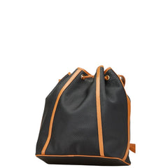 サンローラン YSLロゴ 巾着 ショルダーバッグ ブラック ブラウン レザー レディース SAINT LAURENT 【中古】