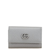 グッチ プチマーモント ダブルG ロゴ キーケース 456118 グレー レザー レディース GUCCI 【中古】